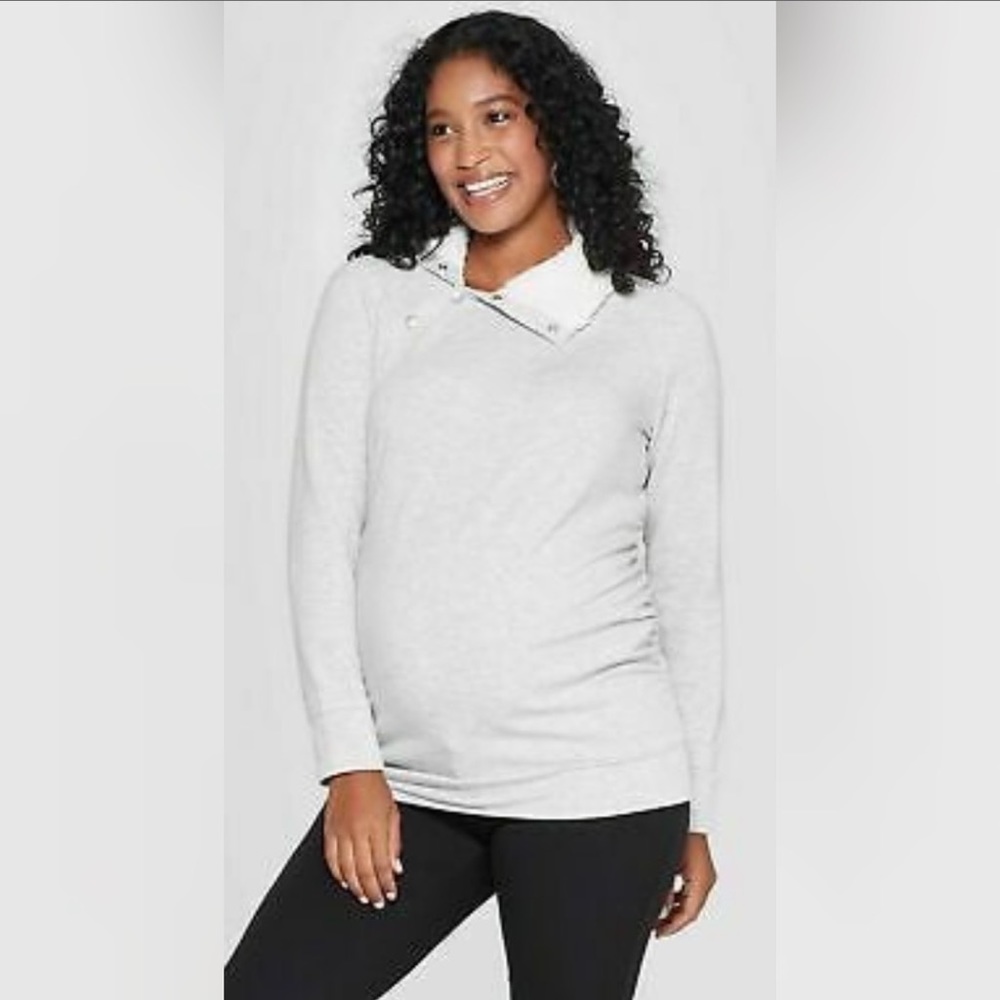 Isabel Maternity Sherpa Fleece Sweatshirt Light